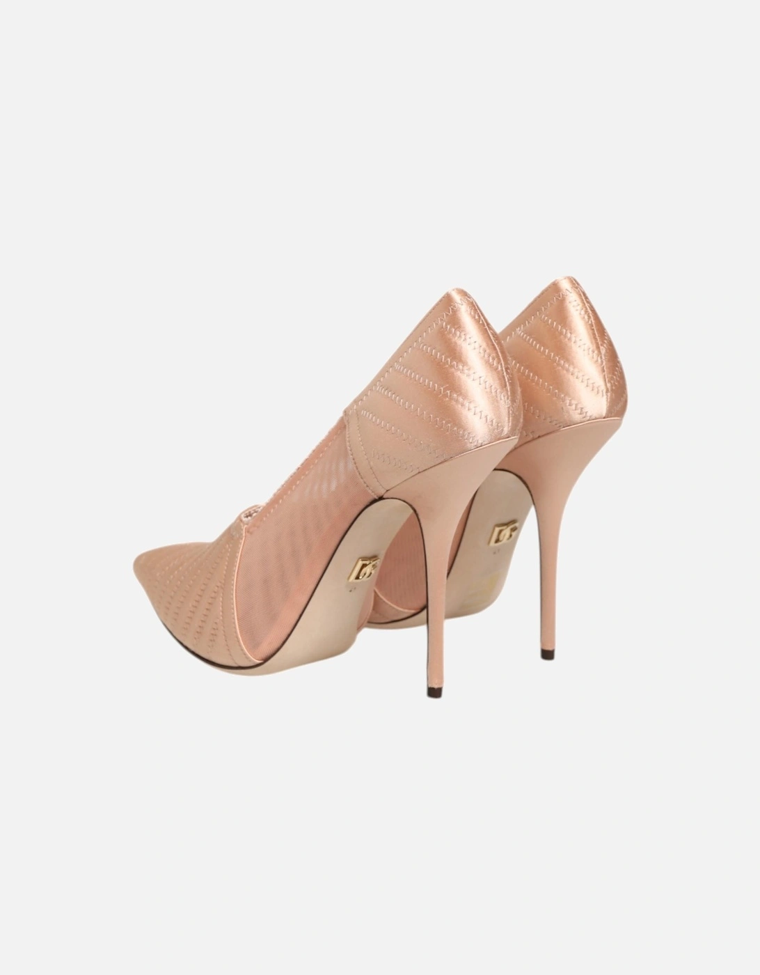 Leather High-Top Sneakers with Embossed Logo Women - Nude Pumps
