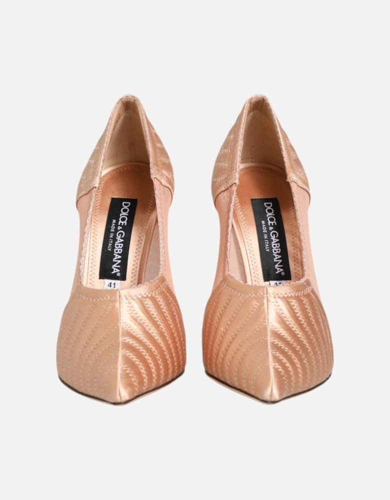 Leather High-Top Sneakers with Embossed Logo Women - Nude Pumps