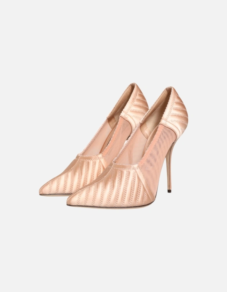 Leather High-Top Sneakers with Embossed Logo Women - Nude Pumps