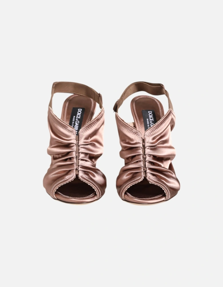 Leather Platform Ankle Boots with Chunky Heel Women - Bronze Sandals