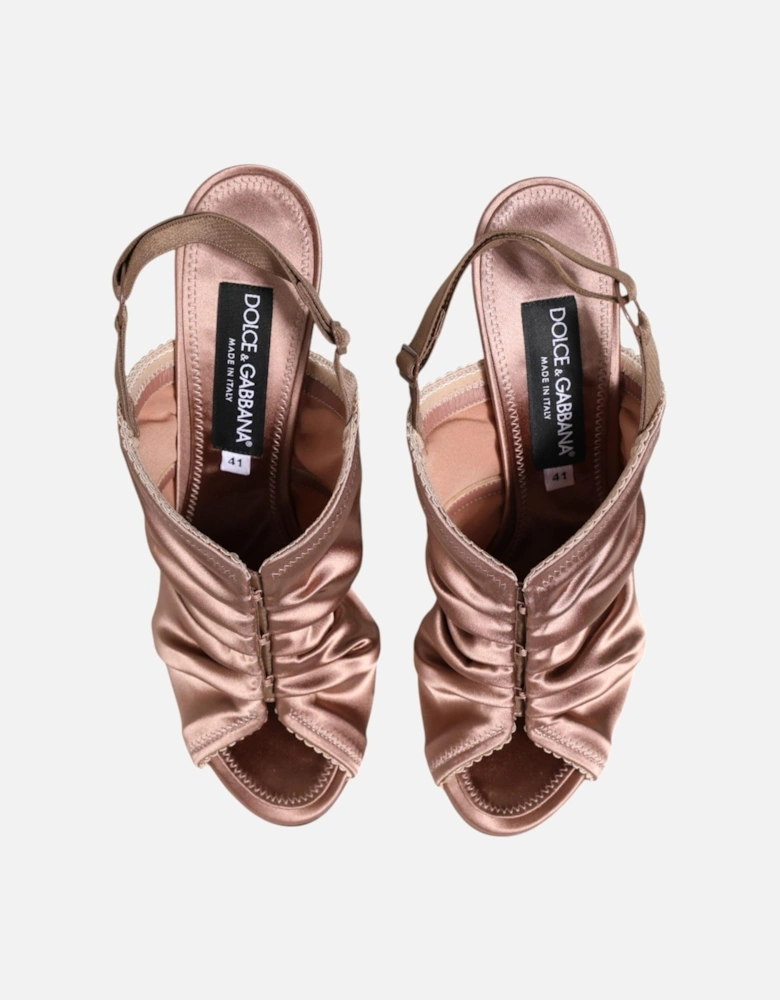 Leather Platform Ankle Boots with Chunky Heel Women - Bronze Sandals