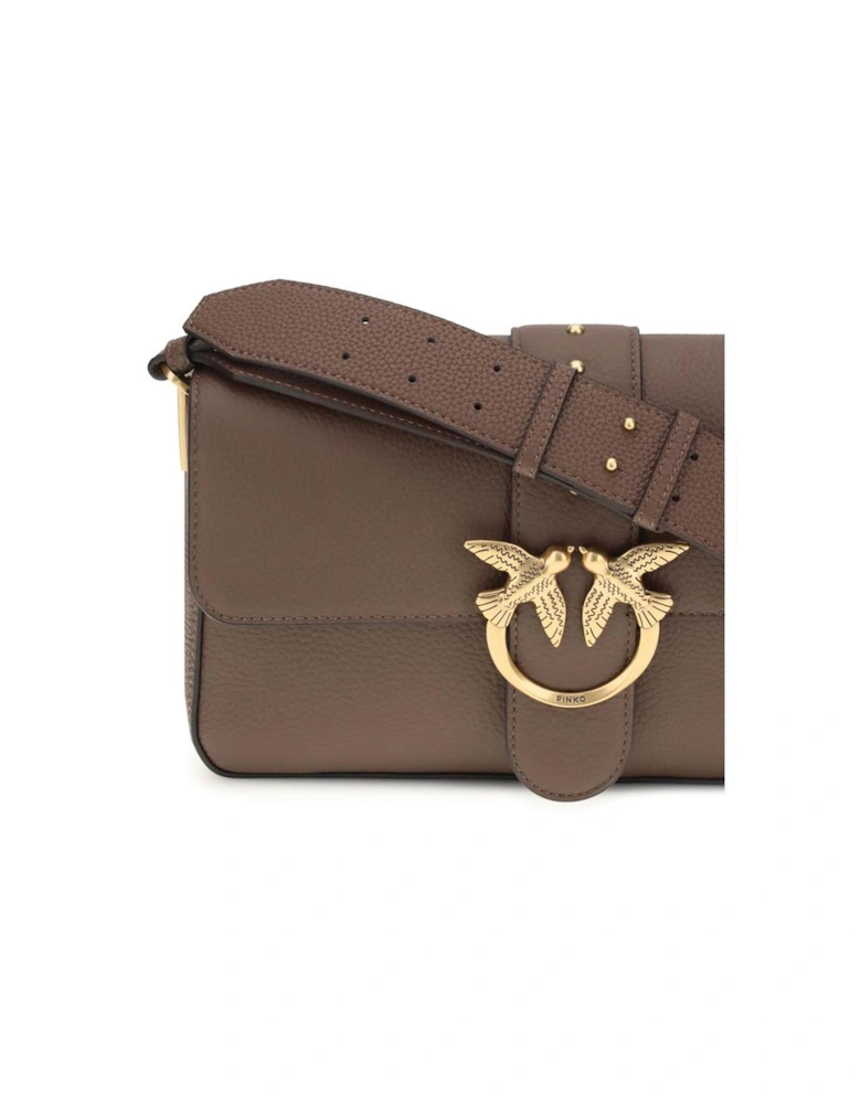 Quilted Leather Shoulder Bag with Chain Strap Women - Brown