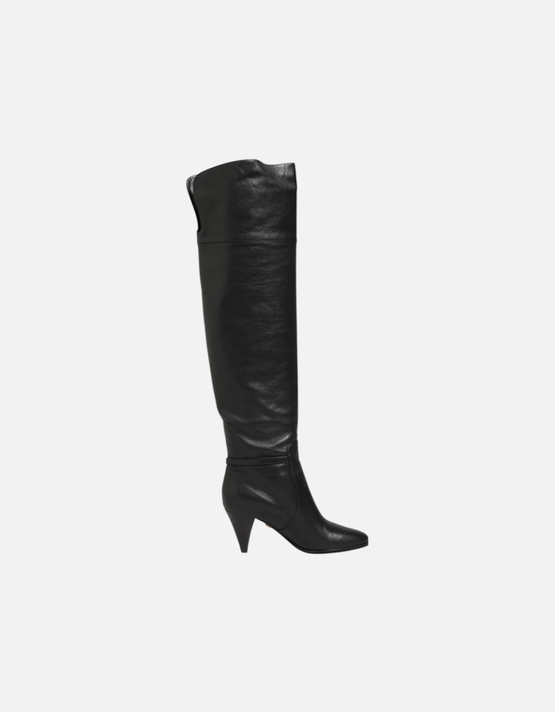 Leather Sneakers with Lace-Up Closure Women - Black Boots