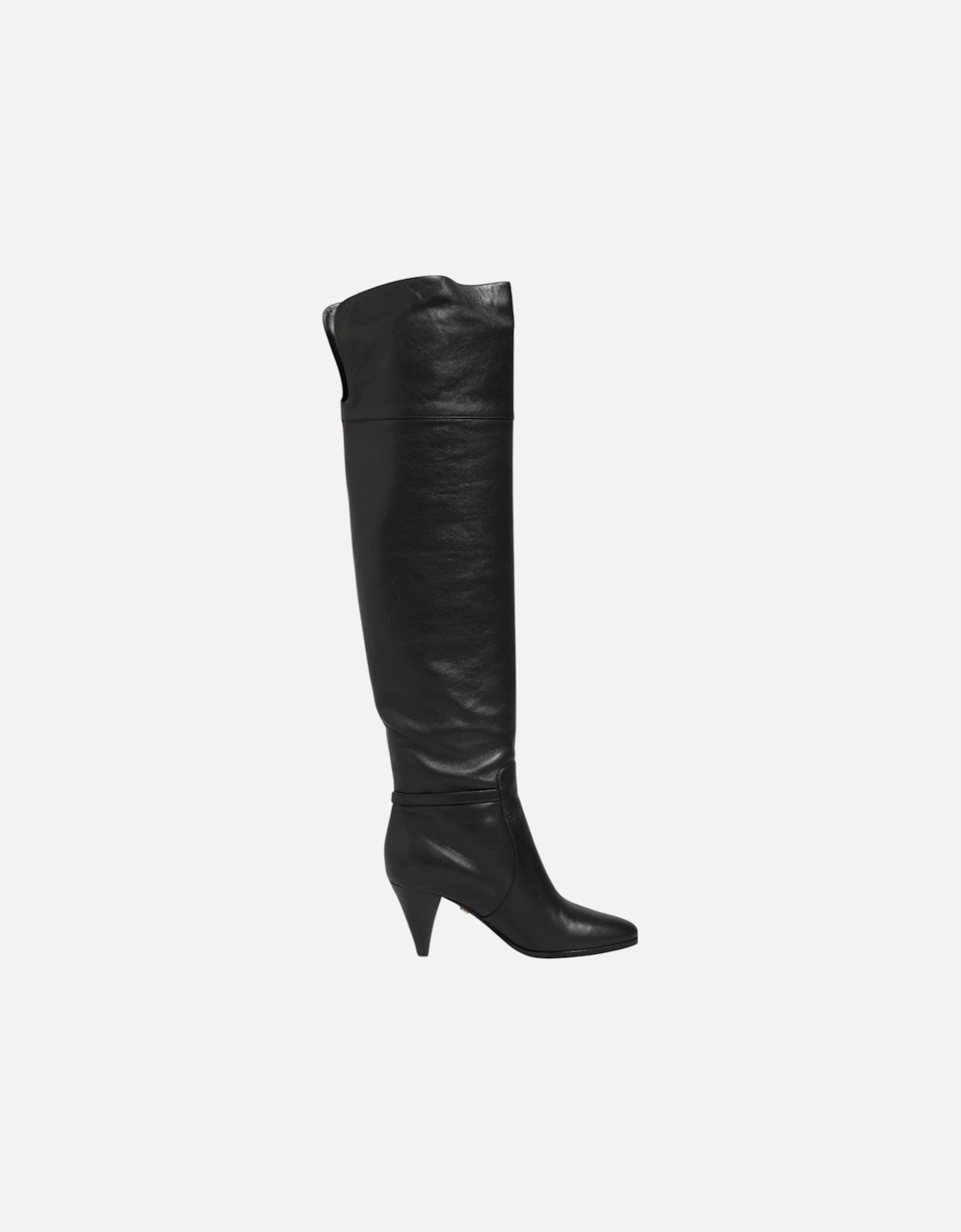 Leather Sneakers with Lace-Up Closure Women - Black Boots, 6 of 5