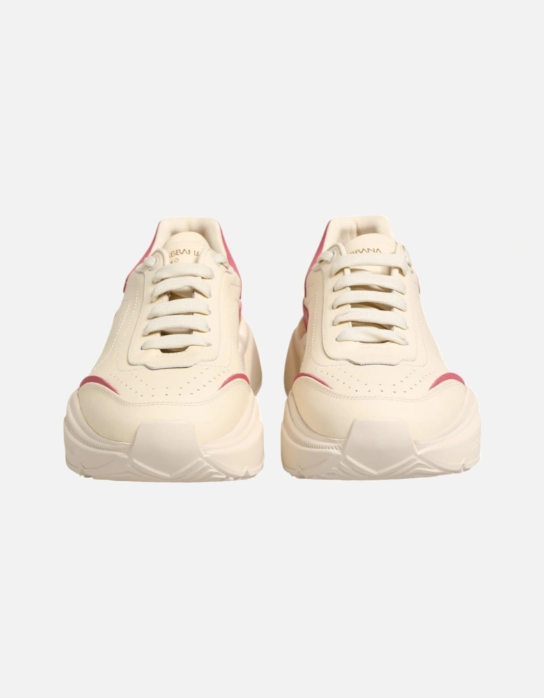 High-Waisted Wide Leg Trousers with Belt Women - Beige Sneakers