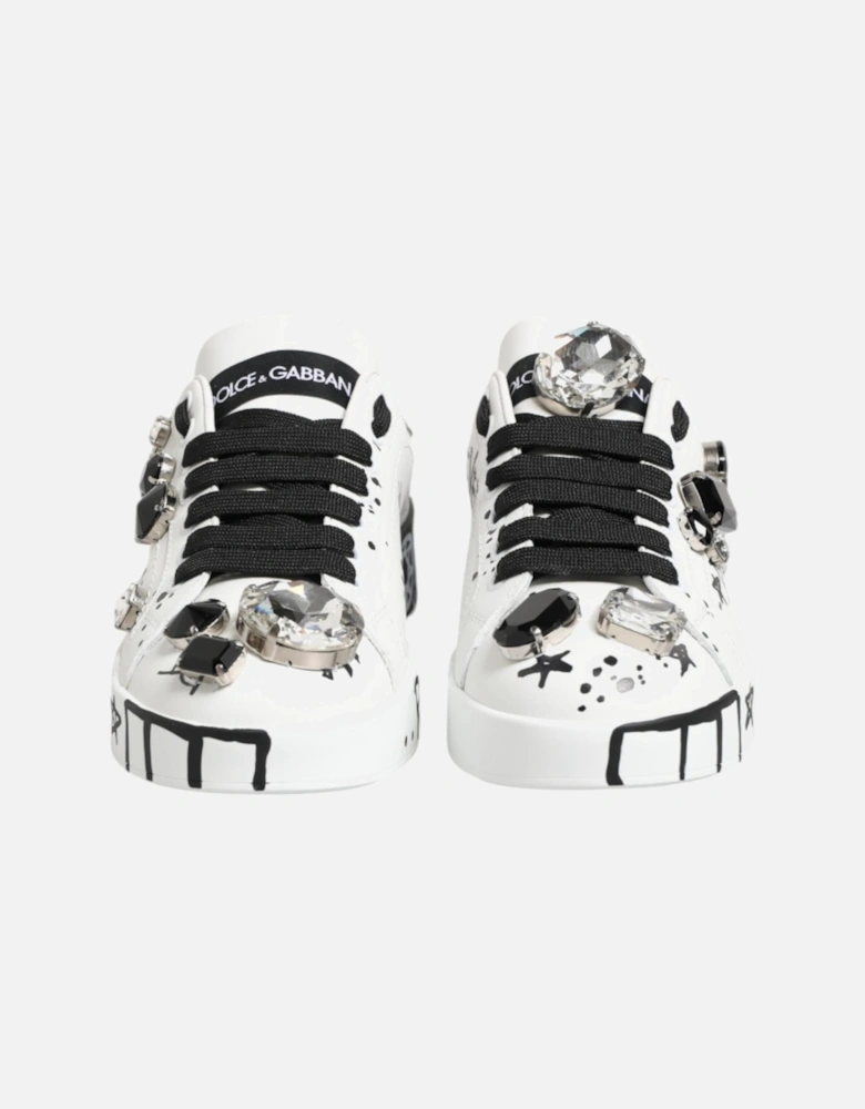 Leather Platform Ankle Boots with Block Heel Women - White Sneakers