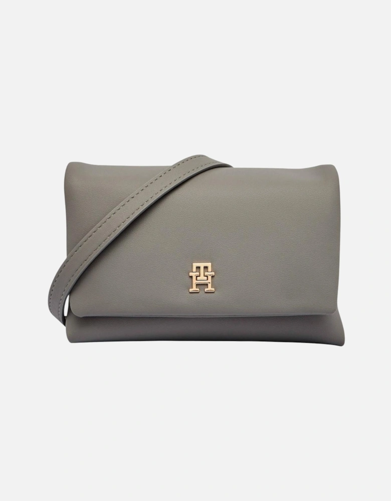 Button Fastening Shoulder Bag with Inside Pocket Women - Grey