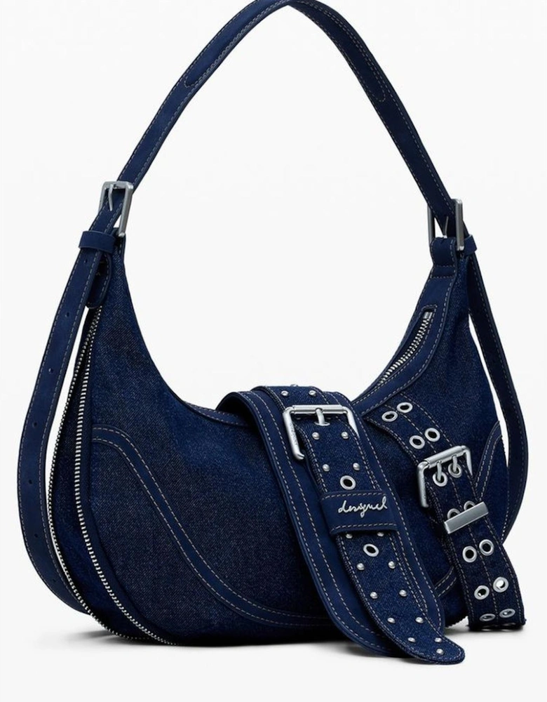 Leather Platform Ankle Boots with Buckle Detail Women - Blue Handbags