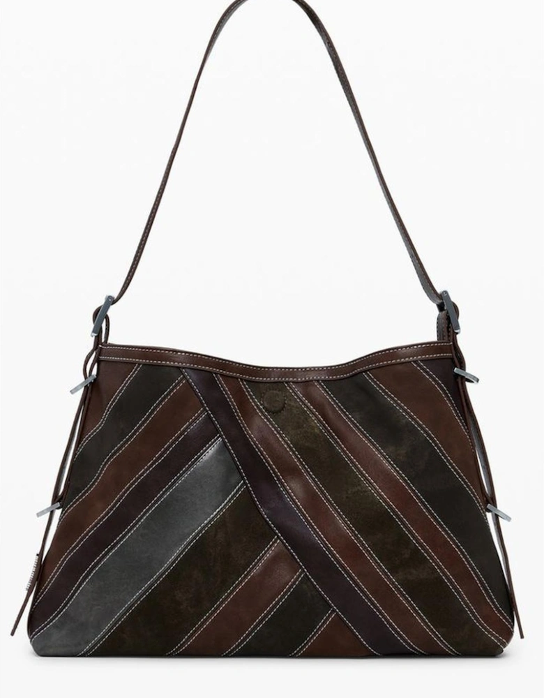 Leather Quilted Crossbody Bag with Chain Strap Women - Brown Handbags