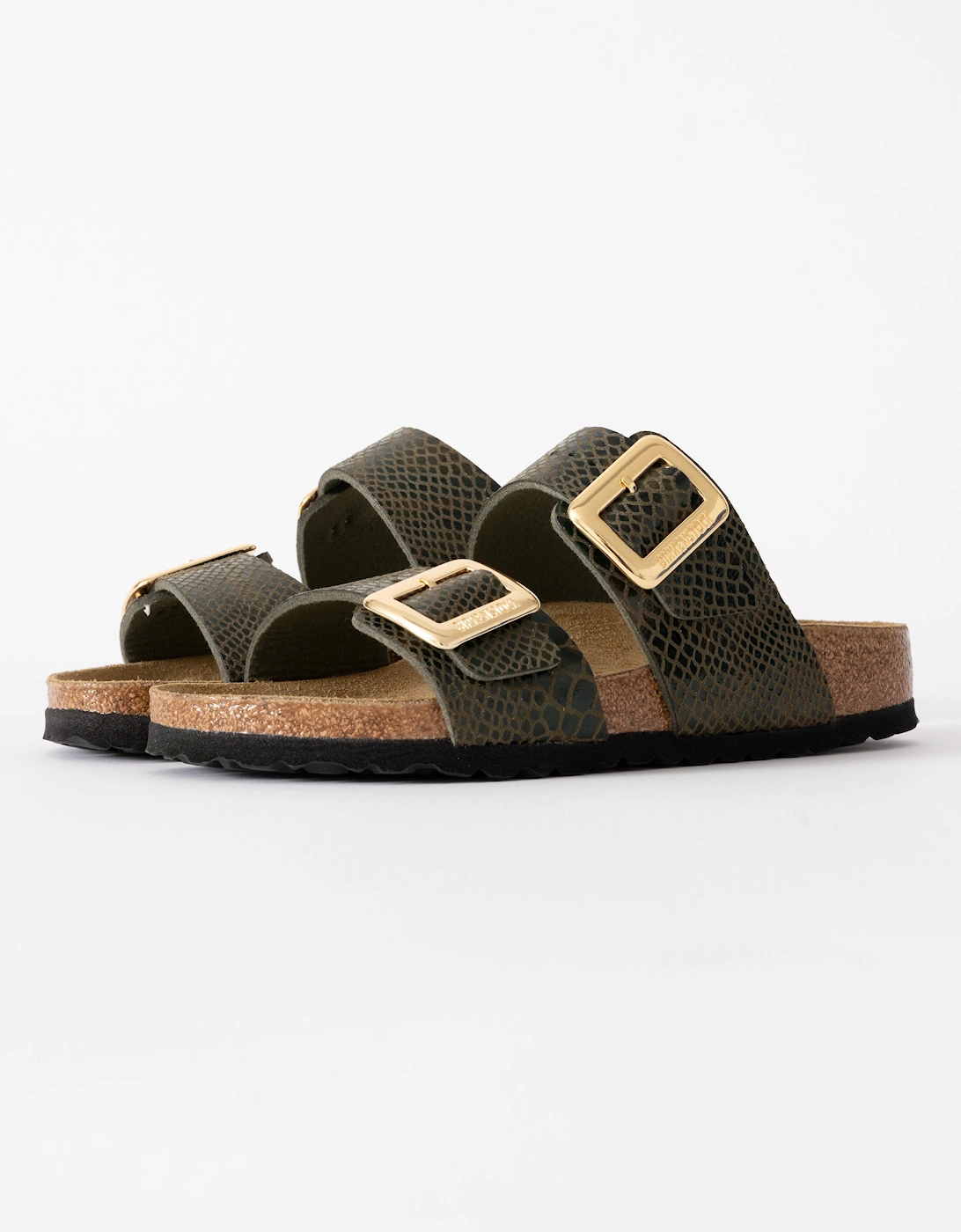 Sydney Big Buckle Synthetic Womens Sandals - Shiny Snake Sage, 6 of 5