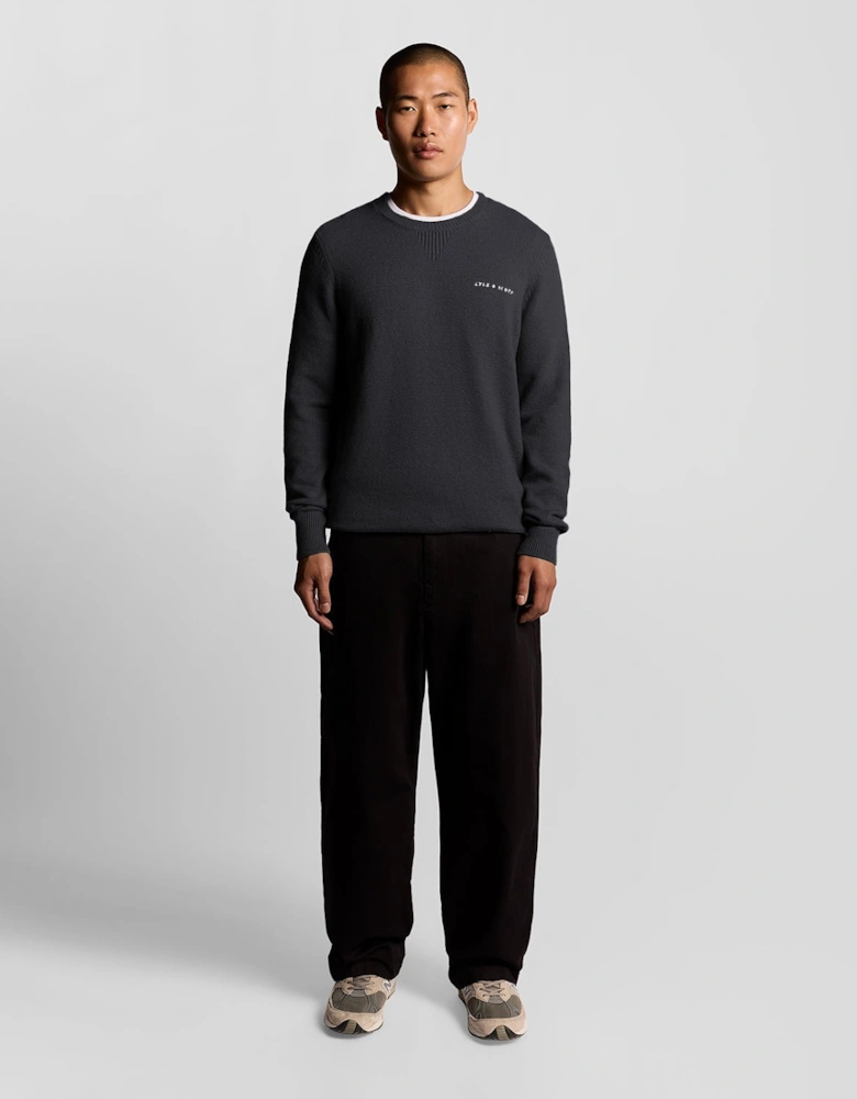 Knitted Script Crew Neck Jumper