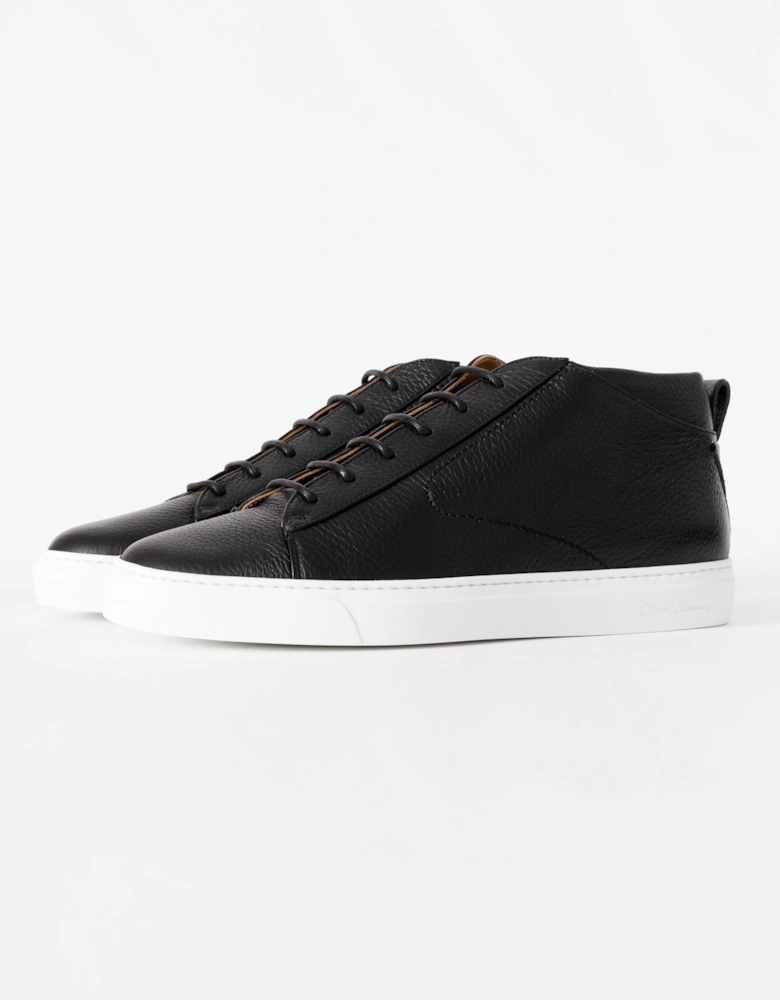 Fermo Mens Mid Cut Deer Leather Trainers - Black