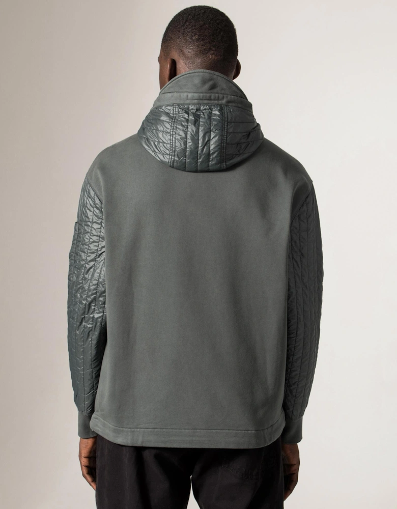 Diagonal Raised Fleece Full Zip Hooded Sweatshirt