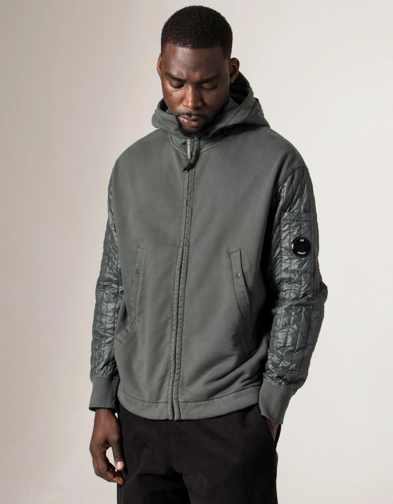 Diagonal Raised Fleece Full Zip Hooded Sweatshirt