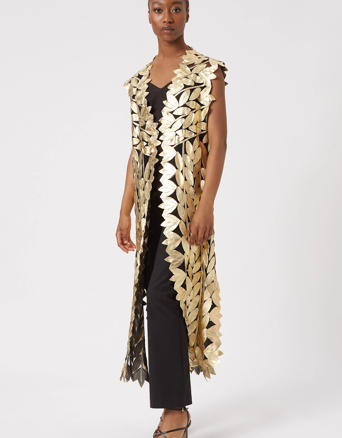 Long Gold Leaf Leather Gilet, 6 of 5