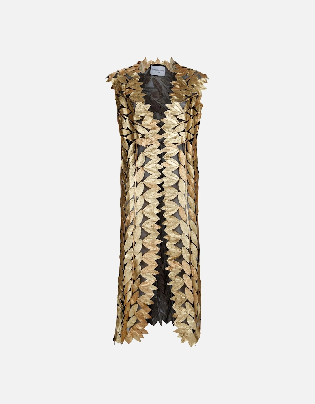 Long Gold Leaf Leather Gilet