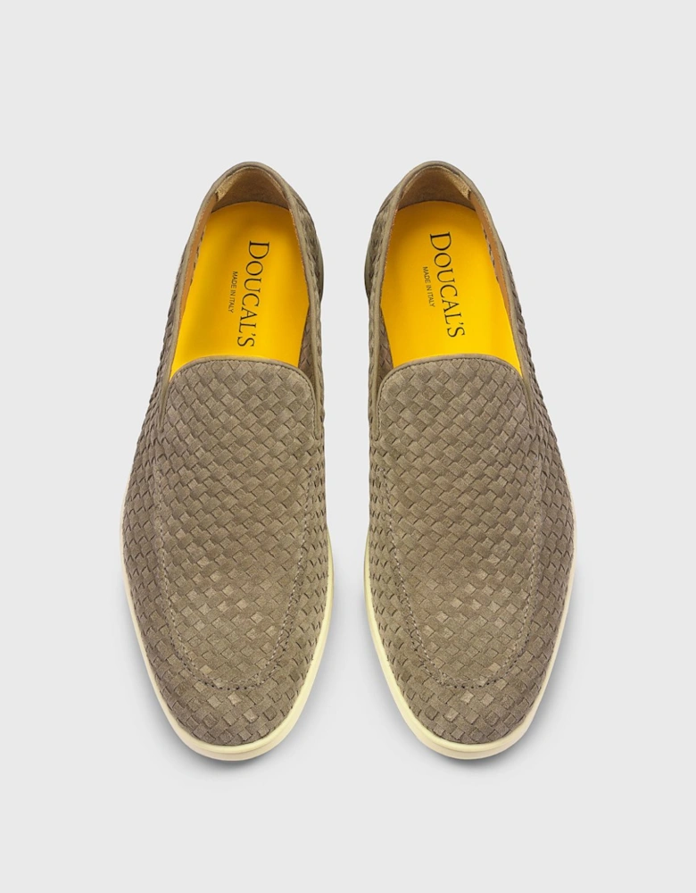 Woven Suede Loafers Casual Style