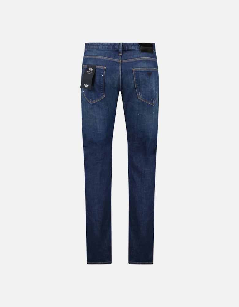 J06 Slim Fit 5 Pocket Paint Splatter Jeans Blue