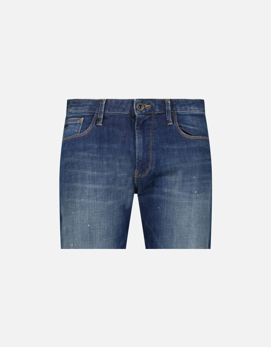J06 Slim Fit 5 Pocket Paint Splatter Jeans Blue
