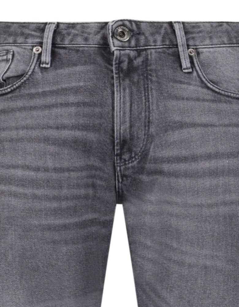 J06 Slim Fit 5 Pocket Silver Eagle Black Belt Patch Jeans Grey