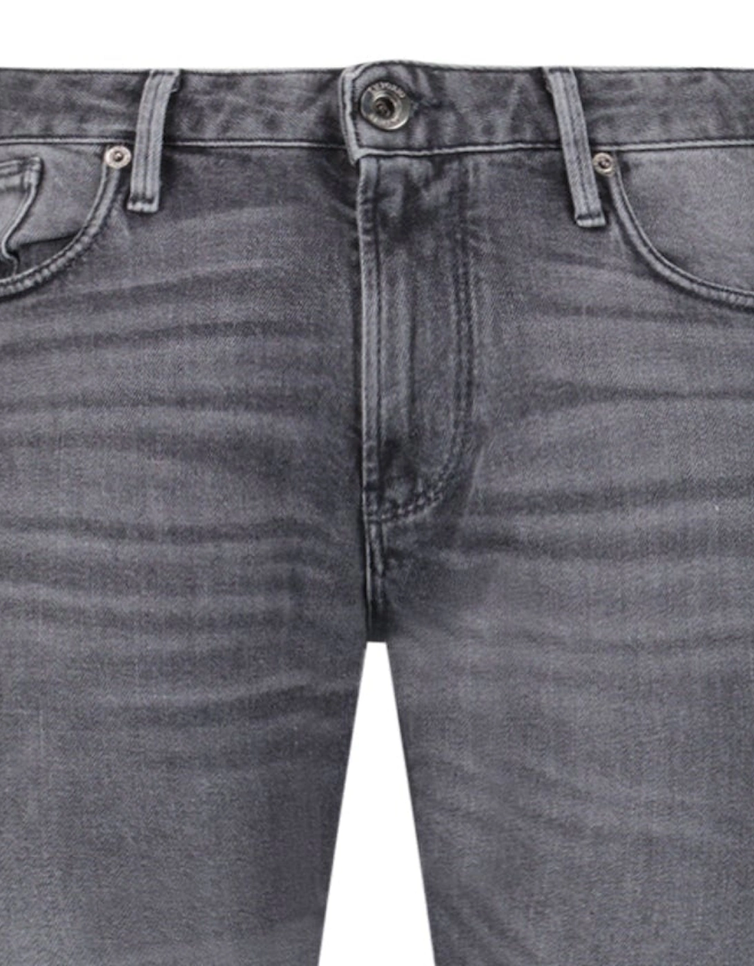 J06 Slim Fit 5 Pocket Silver Eagle Black Belt Patch Jeans Grey