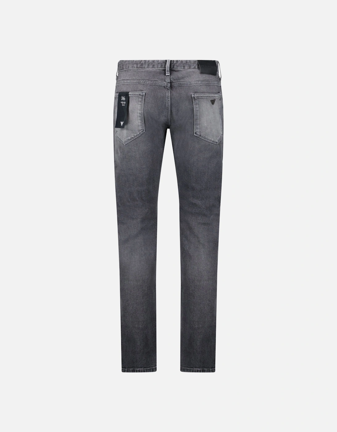 J06 Slim Fit 5 Pocket Silver Eagle Black Belt Patch Jeans Grey
