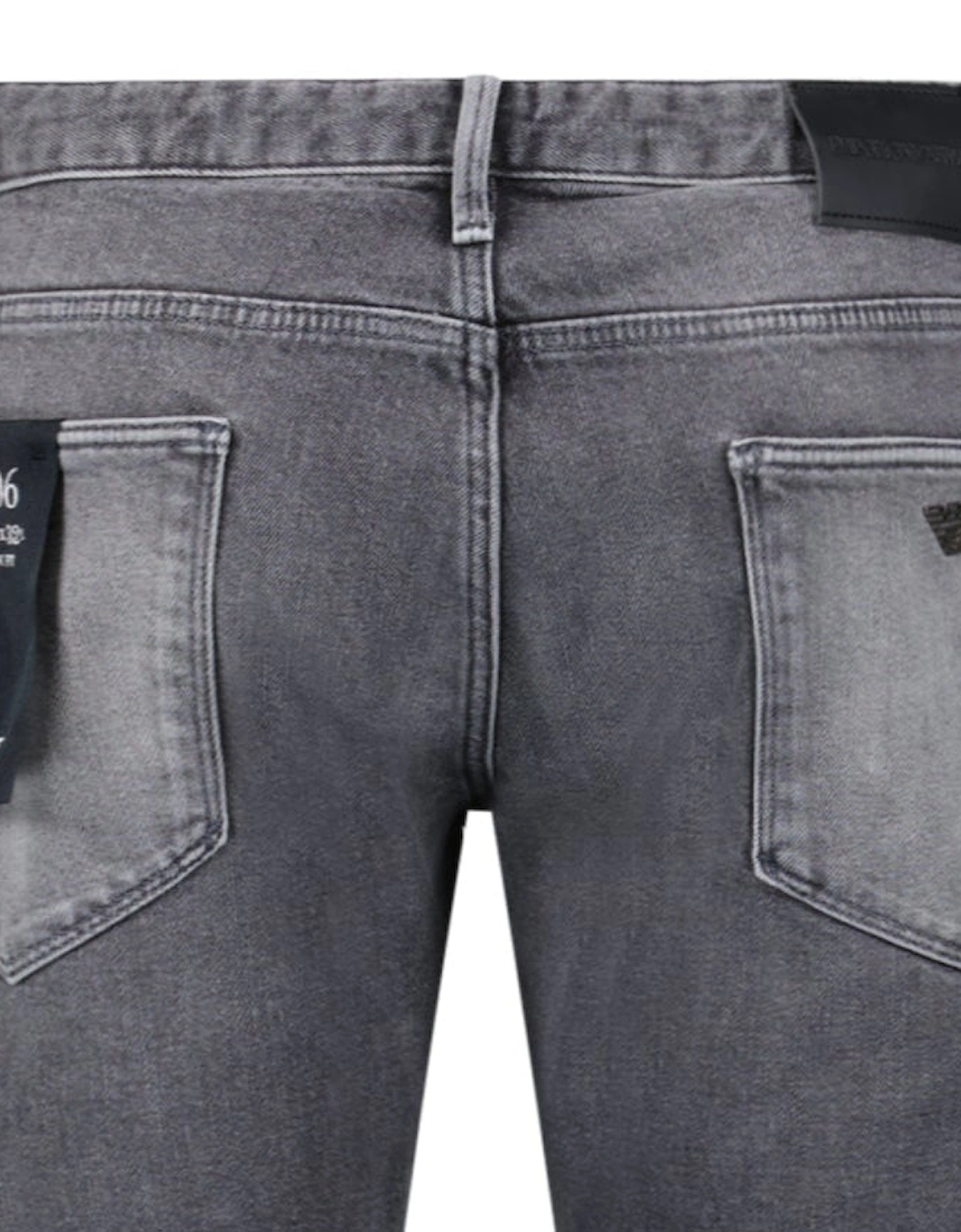 J06 Slim Fit 5 Pocket Silver Eagle Black Belt Patch Jeans Grey