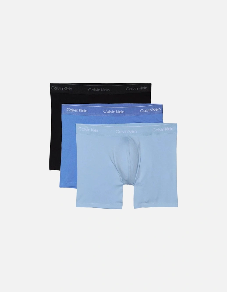 3-Pack Icon Cotton Stretch Boxer Briefs, Black/Glacier/Bluebell
