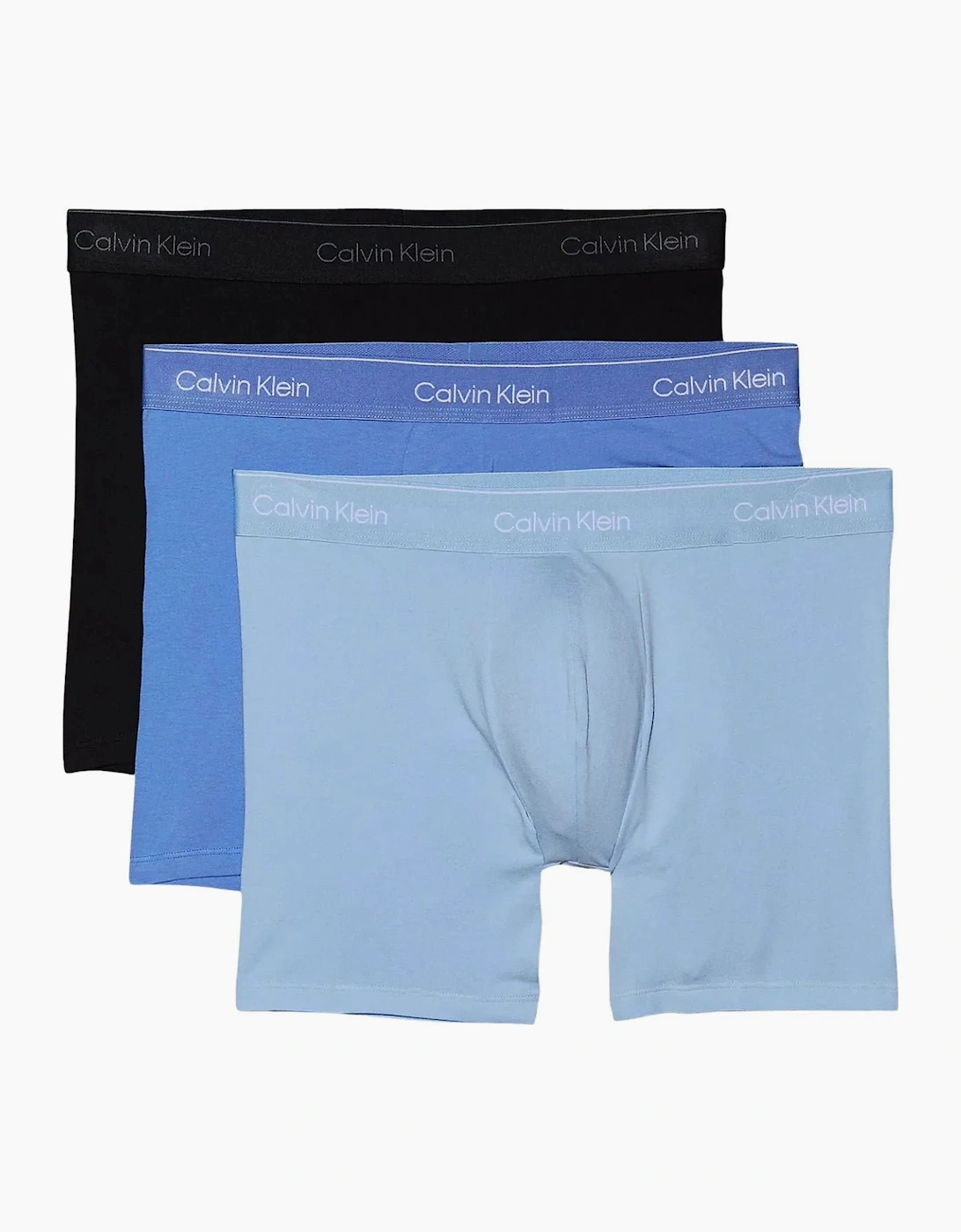 Calvin Klein Men's Blue 3-Pack Icon Cotton Stretch Boxer Briefs, Black/Glacier/Bluebell - Size 33/32/32