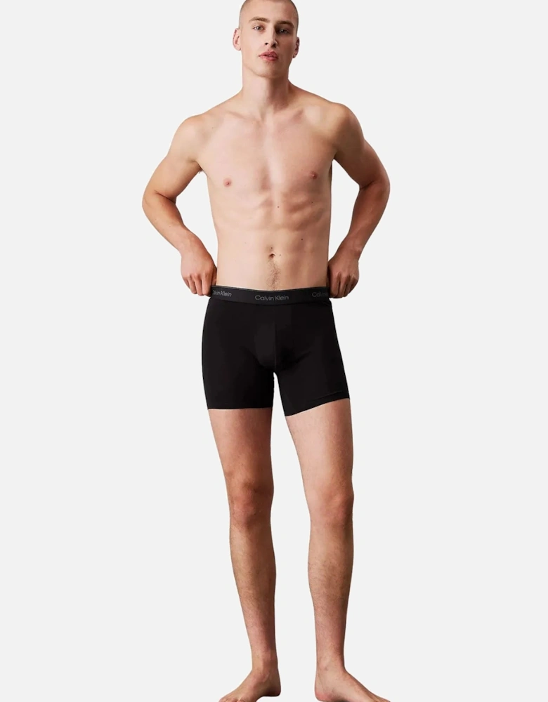 3-Pack Icon Cotton Stretch Boxer Briefs, Black/Glacier/Bluebell