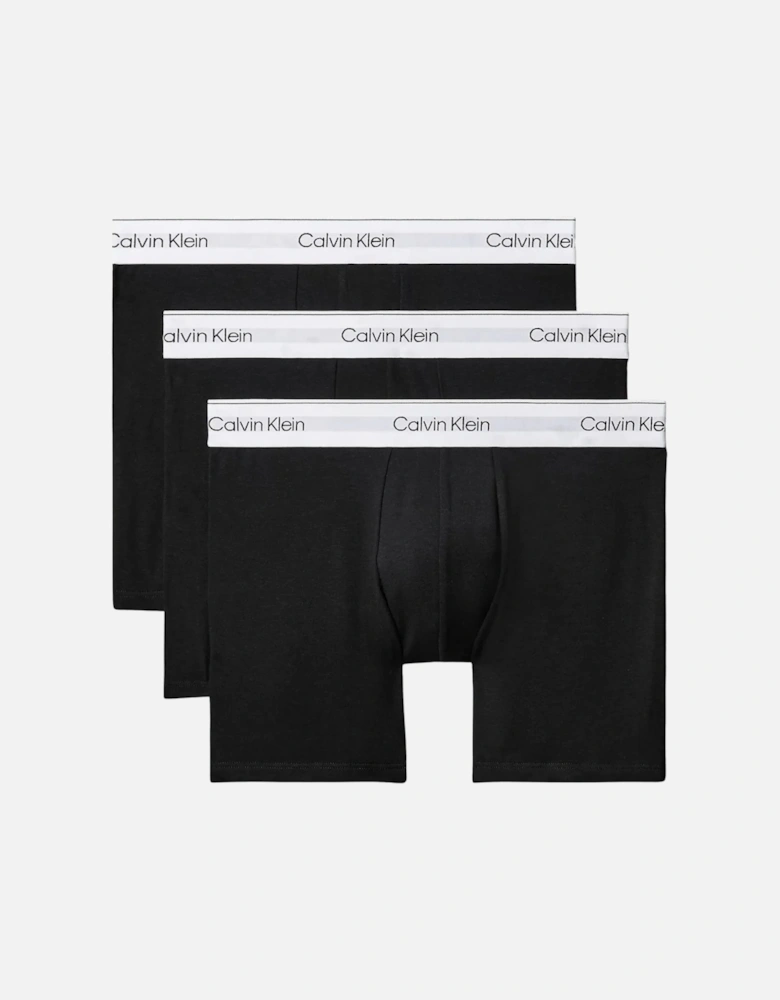 3-Pack Icon Cotton Stretch Boxer Briefs, Black/white