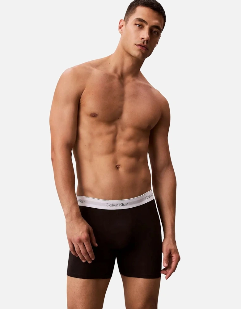 3-Pack Icon Cotton Stretch Boxer Briefs, Black/white