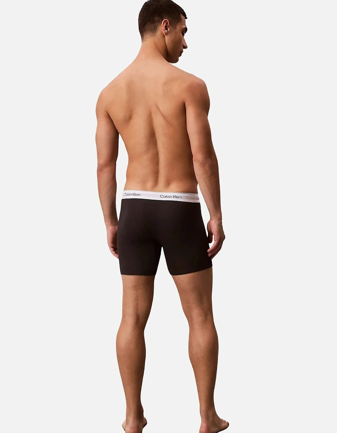 3-Pack Icon Cotton Stretch Boxer Briefs, Black/white