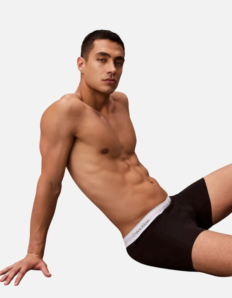 3-Pack Icon Cotton Stretch Boxer Briefs, Black/white