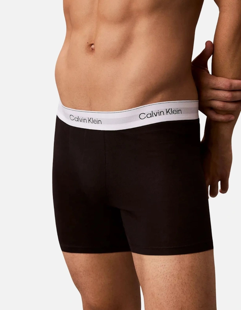 3-Pack Icon Cotton Stretch Boxer Briefs, Black/white