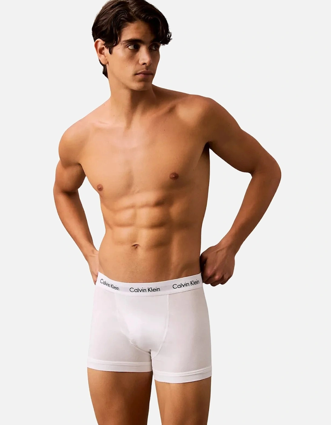 3-Pack Icon Cotton Stretch 'Relaxed Dart' Boxer Trunks, Black/White/Grey