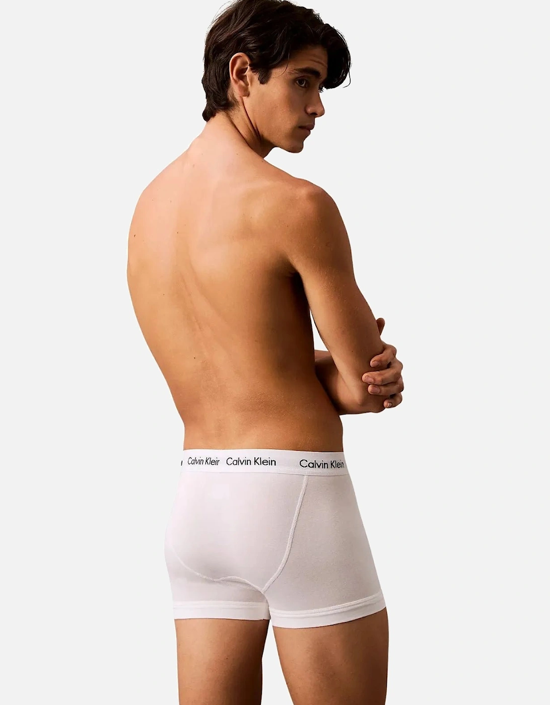 3-Pack Icon Cotton Stretch 'Relaxed Dart' Boxer Trunks, Black/White/Grey