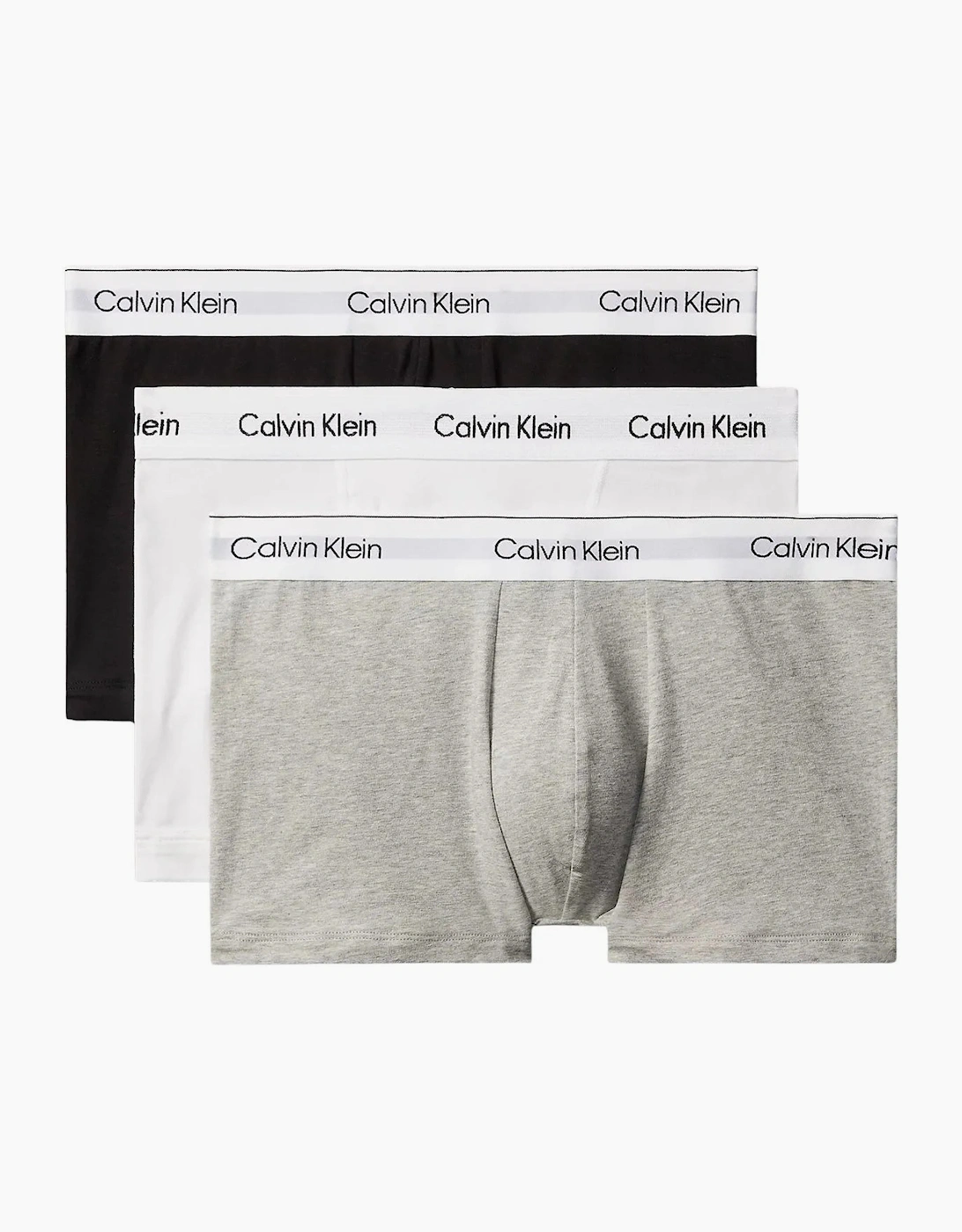 Calvin Klein Men's Grey 3-Pack Icon Cotton Stretch 'Relaxed Dart' Boxer Trunks, Black/White/ - Size 44/32