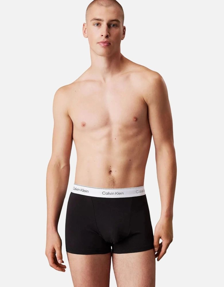 3-Pack Icon Cotton Stretch 'Relaxed Dart' Boxer Trunks, Black/Glacier/Bluebell