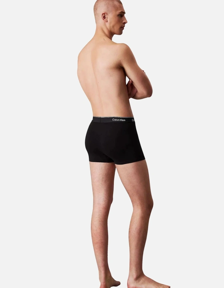 3-Pack Icon Cotton Stretch 'Relaxed Dart' Boxer Trunks, All Black