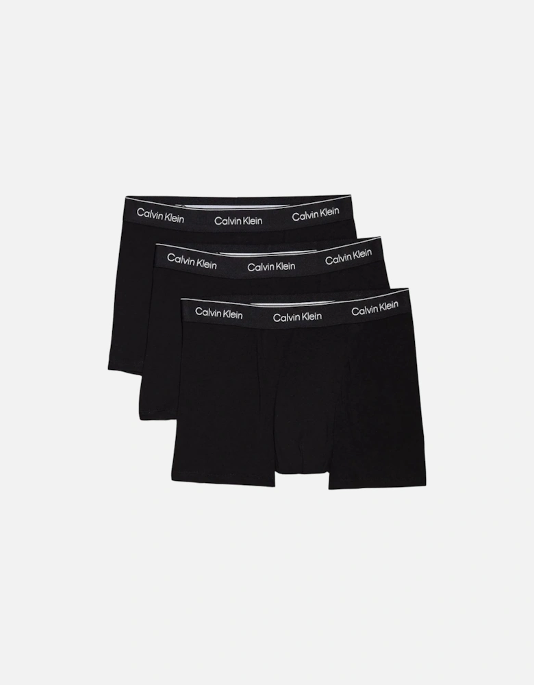 3-Pack Icon Cotton Stretch 'Relaxed Dart' Boxer Trunks, All Black