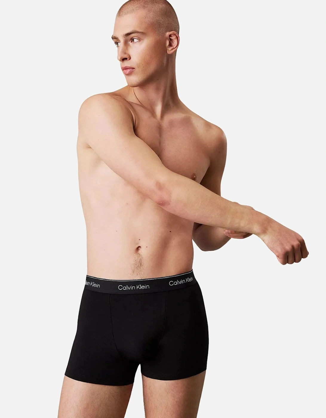 3-Pack Icon Cotton Stretch 'Relaxed Dart' Boxer Trunks, All Black