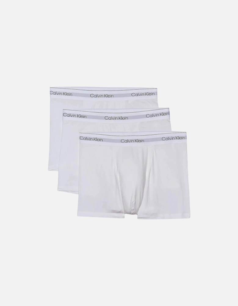 3-Pack Icon Cotton Stretch 'Relaxed Dart' Boxer Trunks, All White