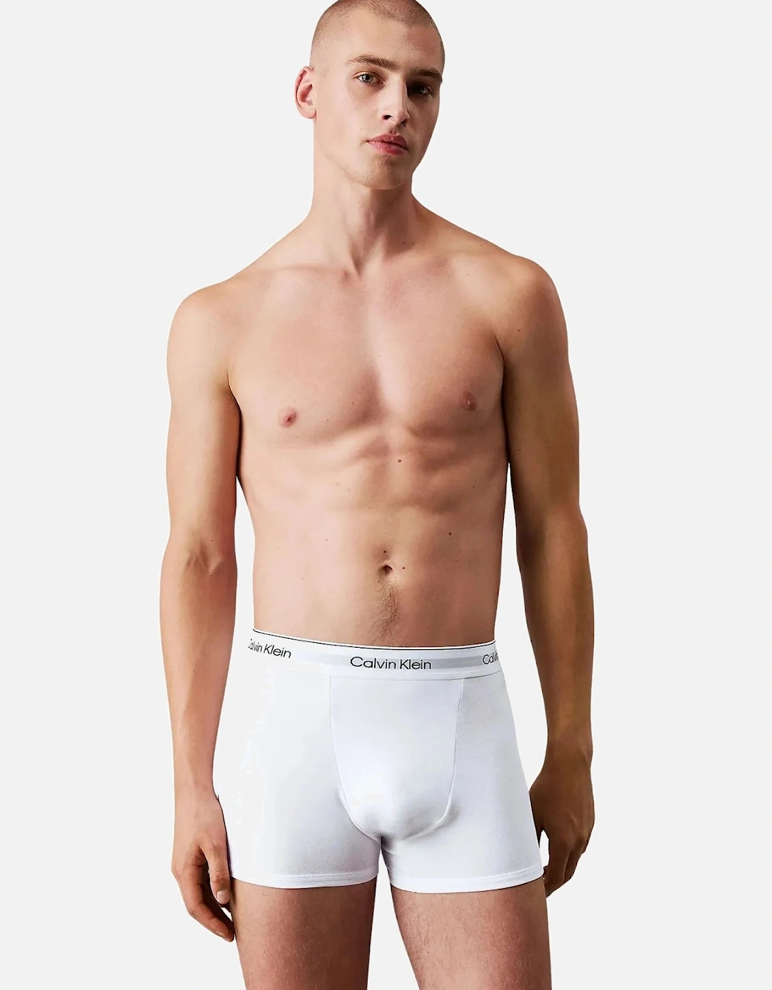 3-Pack Icon Cotton Stretch 'Relaxed Dart' Boxer Trunks, All White