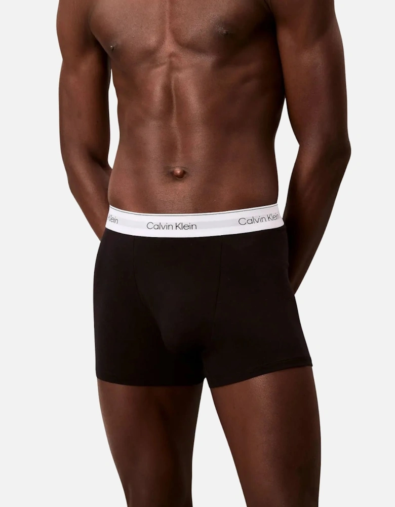 3-Pack Icon Cotton Stretch 'Relaxed Dart' Boxer Trunks, Black/white