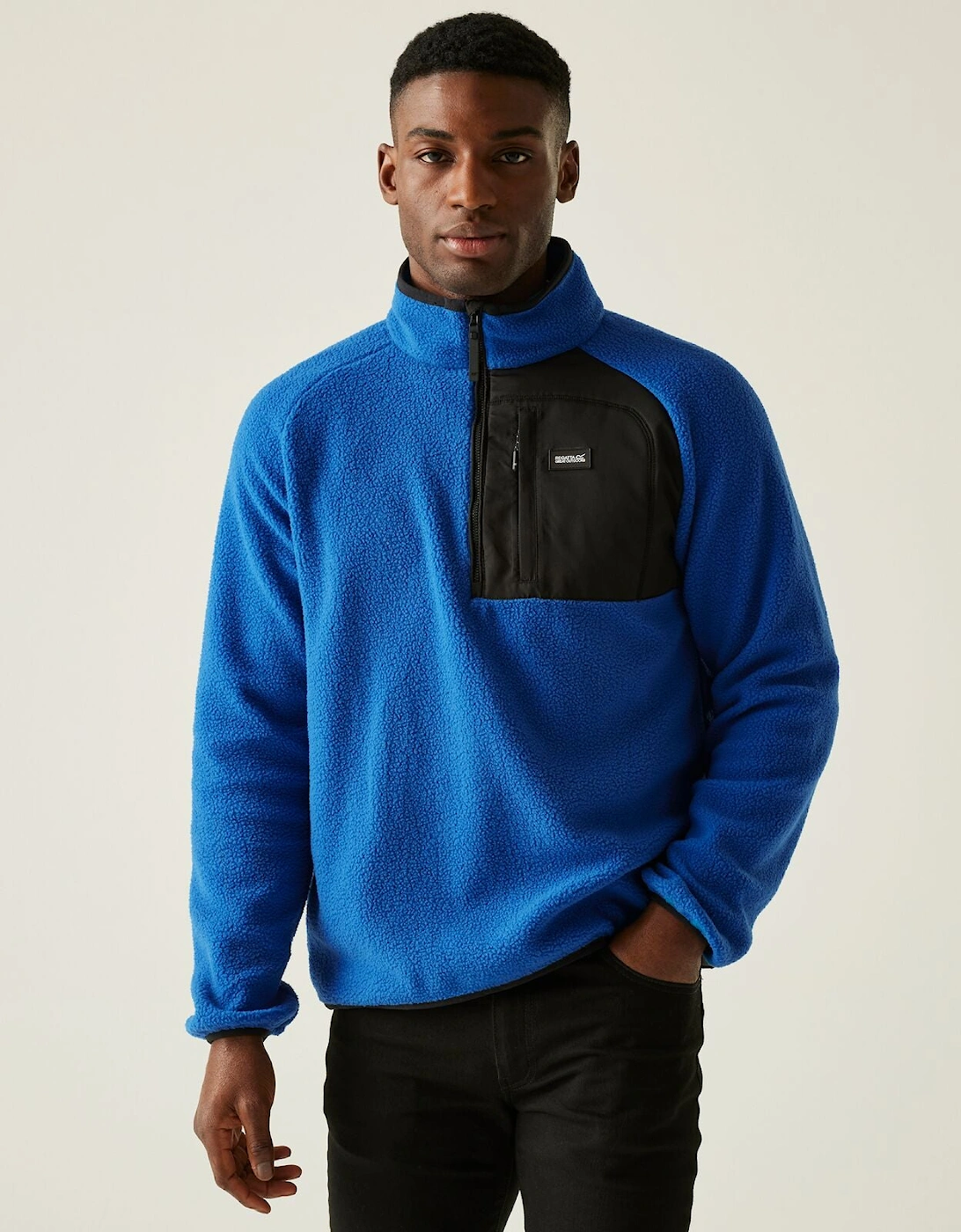 Mens Frankie Borg Half Zip Fleece, 2 of 1