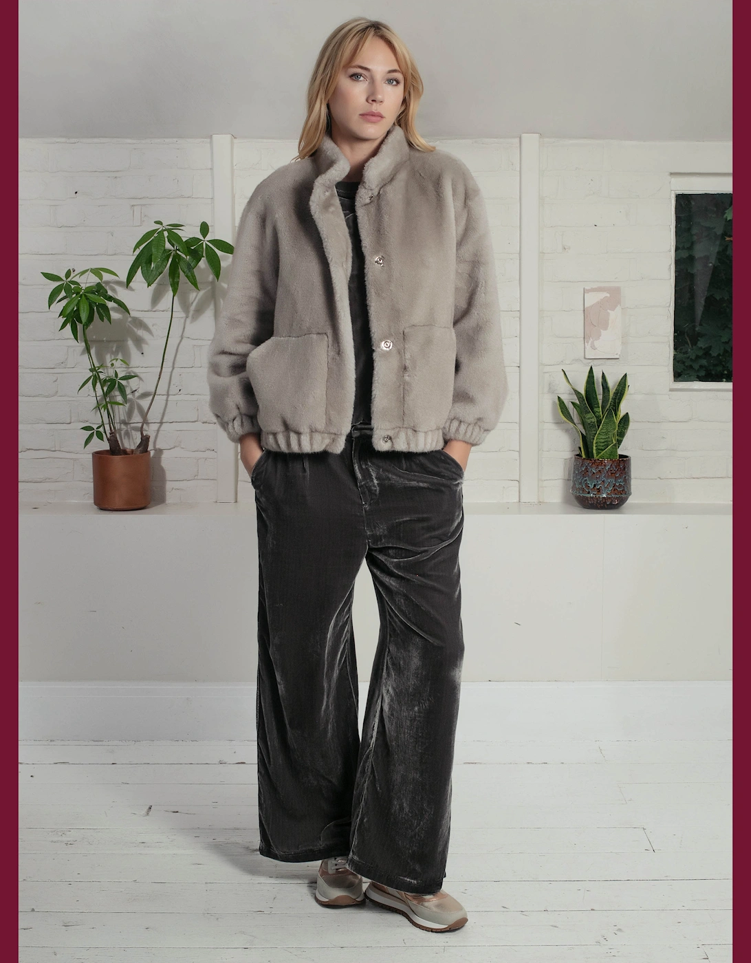 Aubrey Faux Fur Jacket In Grey