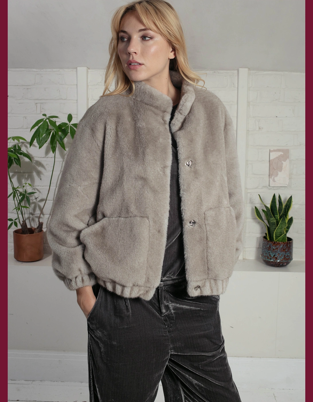 Aubrey Faux Fur Jacket In Grey, 7 of 6