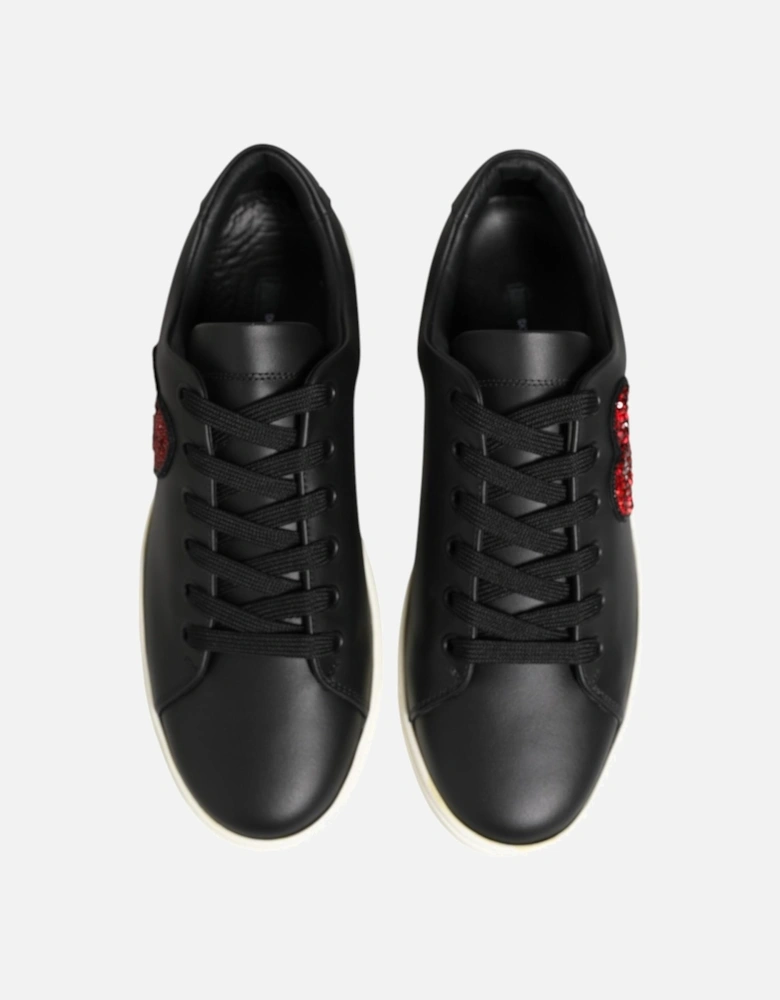 Leather Biker Jacket with Zip Detailing Women - Black Sneakers