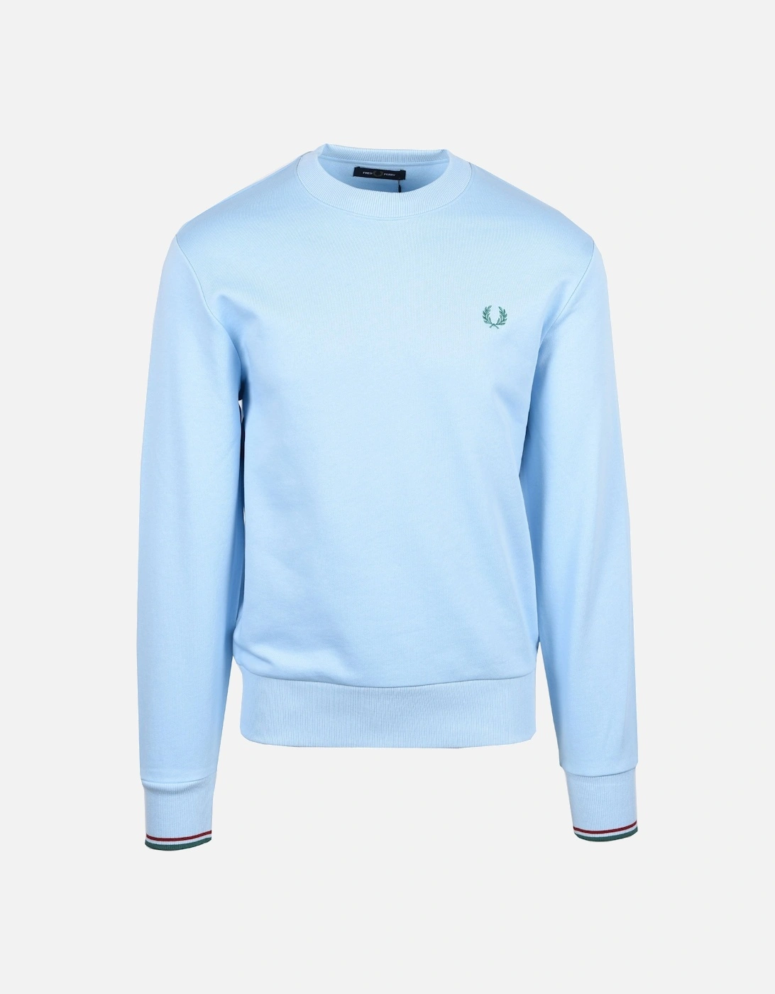 Men's Fred Perry Crew Neck Sweatshirt Track Blue/Burnt Red/Green - Size: SIZE l